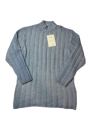 Our Legacy Funnel Neck Sweater Ice Blue Nep Knit Wool Blend Size 48 NWT